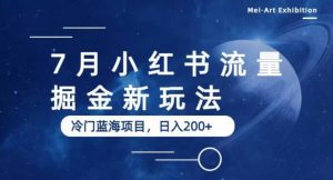 7月小红书流量掘金最新玩法，冷门蓝海小项目，日入200+【揭秘】-一米创业记