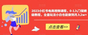 2023小红书电商视频课程，0-1入门保姆级教程，全盘玩法小白也能做到月入2w+-一米创业记