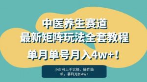 暴利赛道中医养生赛道最新矩阵玩法，单月单号月入4w+！【揭秘】-一米创业记
