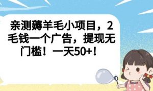 亲测薅羊毛小项目，2毛钱一个广告，提现无门槛！一天50+【揭秘】-一米创业记