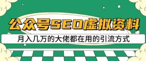 公众号SEO虚拟资料，操作简单，日入500+，可批量操作【揭秘】-一米创业记