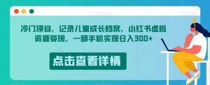 冷门项目，记录儿童成长档案，小红书虚拟资源变现，一部手机实现日入300+【揭秘】-一米创业记