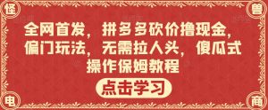 全网首发，拼多多砍价撸现金，偏门玩法，无需拉人头，傻瓜式操作保姆教程【揭秘】-一米创业记