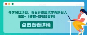 开学风口项目，卖公开课趣优学资料日入500+（教程+1346G资料）【揭秘】-一米创业记