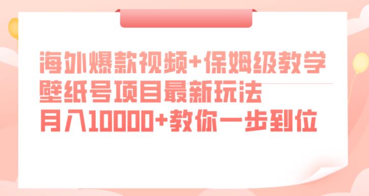 海外爆款视频+保姆级教学，壁纸号项目最新玩法，月入10000+教你一步到位【揭秘】-一米创业记