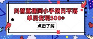 抖音直播间小手柄日不落单日变现500+【揭秘】-一米创业记