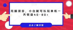 无脑项目，小白就可以玩单机一天收益40-80+【揭秘】-一米创业记