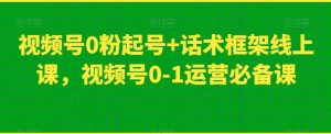 视频号0粉起号+话术框架线上课，视频号0-1运营必备课-一米创业记