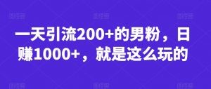 一天引流200+的男粉，日赚1000+，就是这么玩的【揭秘】-一米创业记