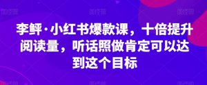 李鲆·小红书爆款课，十倍提升阅读量，听话照做肯定可以达到这个目标-一米创业记