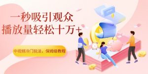 中视频冷门玩法，一秒吸引观众，播放量轻松十万+，保姆级教程【揭秘】-一米创业记