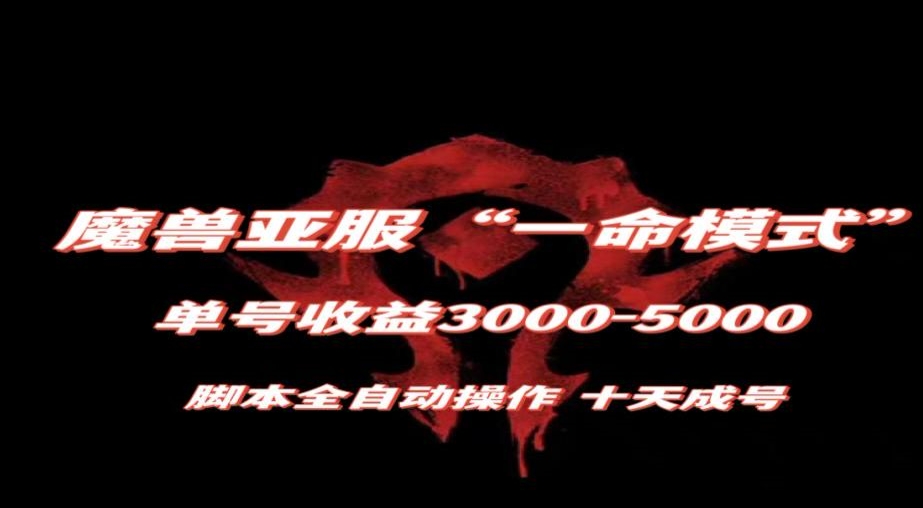 魔兽亚服一命模式，10天成号-单号3千-5千，脚本全自动操作，保姆级教学【揭秘】-一米创业记