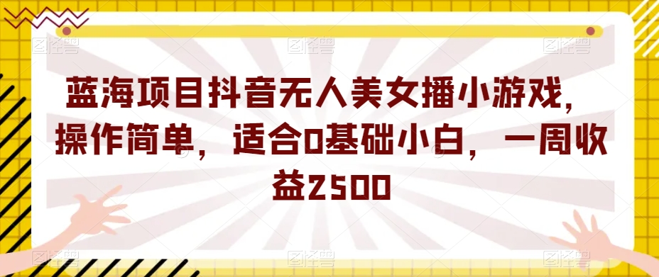 蓝海项目抖音无人美女播小游戏，操作简单，适合0基础小白，一周收益2500【揭秘】-一米创业记
