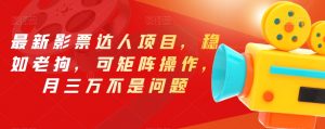 最新影票达人项目，稳如老狗，可矩阵操作，月三万不是问题【揭秘】-一米创业记