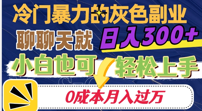 冷门暴利的副业项目，聊聊天就能日入300+，0成本月入过万【揭秘】-一米创业记