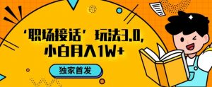 职场接话3.0玩法，小白易上手，暴力变现月入1w【揭秘】-一米创业记