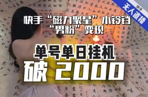 【日入破2000】快手无人直播不进人？“磁力聚星”没收益？不会卡屏、卡同城流量？最新课程会通通解决！-一米创业记