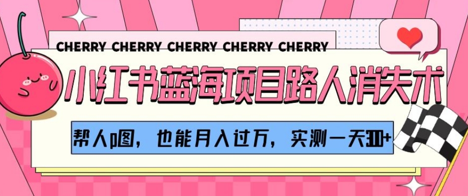 小红书蓝海项目路人消失术，帮人p图，也能月入过万，实测一天300+【揭秘】-一米创业记