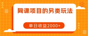 网课项目的另类玩法，单日收益2000+【揭秘】-一米创业记