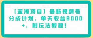 【蓝海项目】最新视频号分成计划，单天收益8000+，附玩法教程！-一米创业记