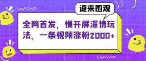 全网首发，慢开屏深情玩法，一条视频涨粉2000+【揭秘】-一米创业记
