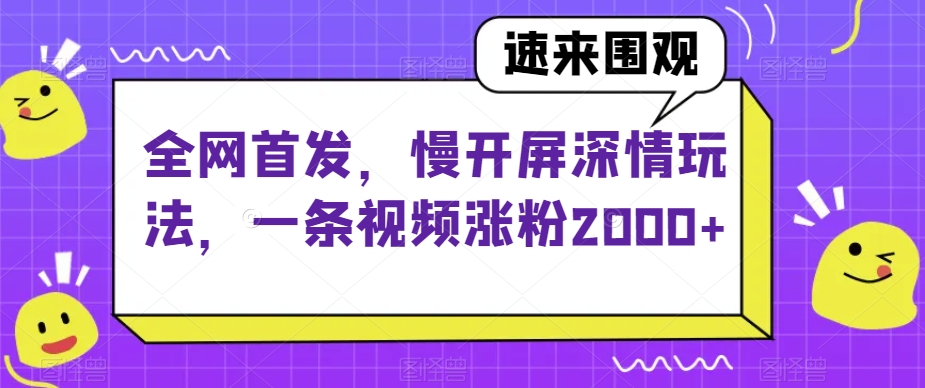 全网首发，慢开屏深情玩法，一条视频涨粉2000+【揭秘】-一米创业记