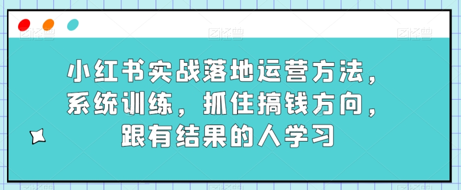 小红书实战落地运营方法，系统训练，抓住搞钱方向，跟有结果的人学习-一米创业记