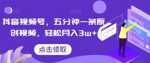 抖音视频号，五分钟一条原创视频，轻松月入3w+【独家秘诀，传授赚钱方法】【揭秘】-一米创业记