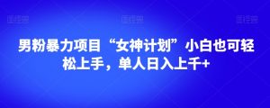 男粉暴力项目“女神计划”小白也可轻松上手，单人日入上千+【揭秘】-一米创业记
