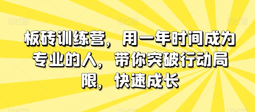 板砖训练营,用一年时间成为专业的人,带你突破行动局限,快速成长-一米创业记
