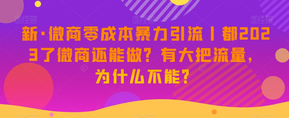 新·微商零成本暴力引流丨都2023了微商还能做？有大把流量，为什么不能？-一米创业记