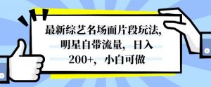 最新综艺名场面片段玩法，明星自带流量，日入200+，小白可做【揭秘】-一米创业记