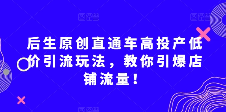 后生原创直通车高投产低价引流玩法，教你引爆店铺流量！-一米创业记