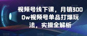 视频号线下课，月销3000w视频号单品打爆玩法，实操全解析-一米创业记
