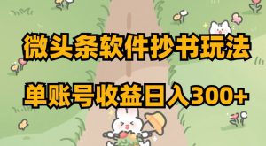 微头条软件抄书玩法，单账号收益日入300+【揭秘】-一米创业记
