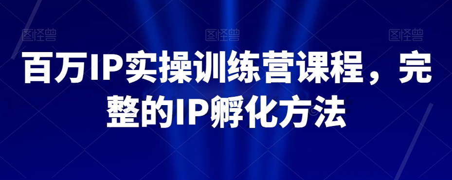 百万IP实操训练营课程，完整的IP孵化方法-一米创业记