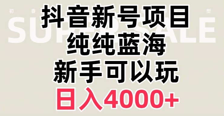 抖音蓝海赛道，必须是新账号，日入4000+【揭秘】-一米创业记