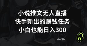 小说推文无人直播，快手新出的赚钱任务，小白也能日入300+【揭秘】-一米创业记