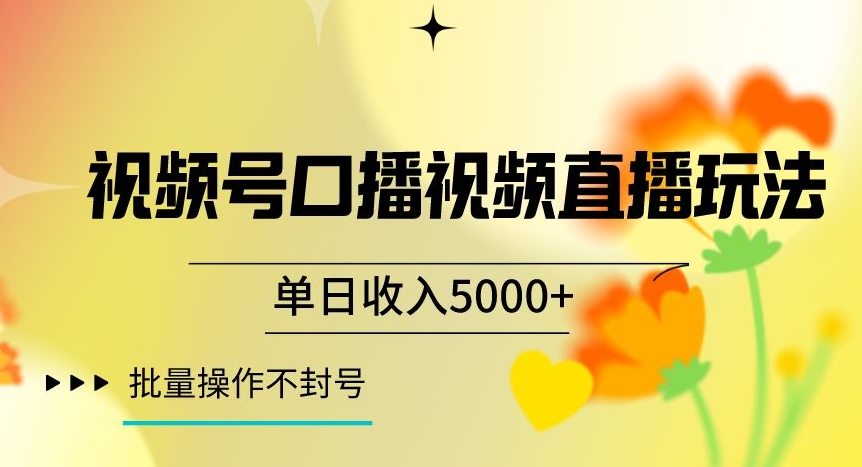 视频号囗播视频直播玩法，单日收入5000+，批量操作不封号【揭秘】-一米创业记