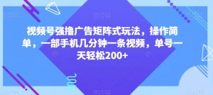 视频号强撸广告矩阵式玩法,操作简单,一部手机几分钟一条视频,单号一天轻松200+【揭秘】-一米创业记