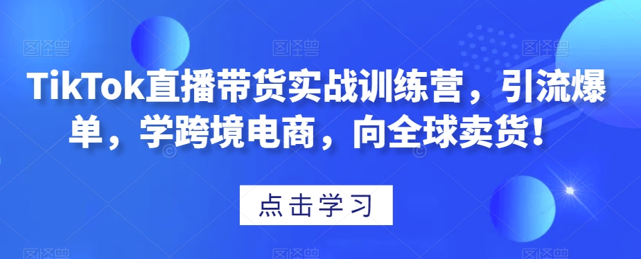 TikTok直播带货实战训练营，引流爆单，学跨境电商，向全球卖货！-一米创业记