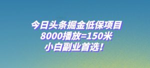 今日头条掘金低保项目，8000播放=150米，小白副业首选【揭秘】-一米创业记