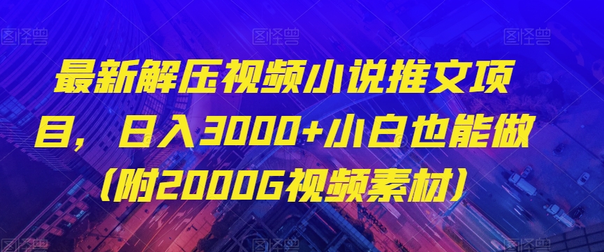 最新解压视频小说推文项目，日入3000+小白也能做（附2000G视频素材）【揭秘】-一米创业记