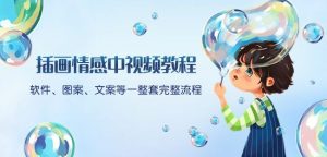 插画情感中视频教程：软件、图案、文案等一整套完整流程，送文案模版、话题标题分类-一米创业记