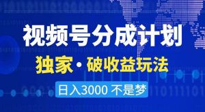 视频号分成计划，独家·破收益玩法，日入3000不是梦【揭秘】-一米创业记
