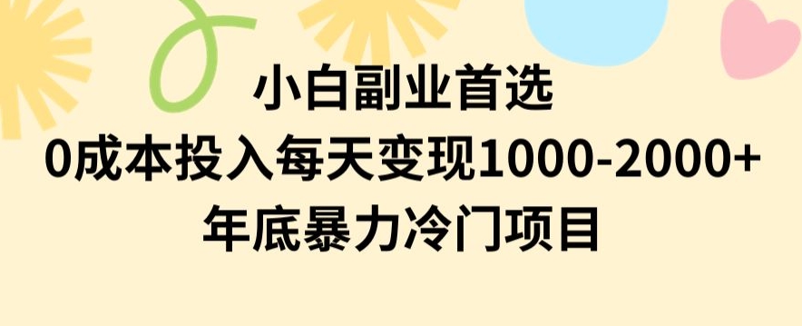 小白副业首选，0成本投入，每天变现1000-2000年底暴力冷门项目【揭秘】-一米创业记