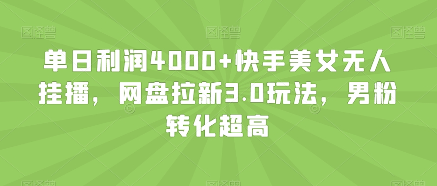 单日利润4000+快手美女无人挂播，网盘拉新3.0玩法，男粉转化超高【揭秘】-一米创业记