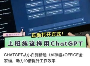 CHATGPT从小白到精通,AI神器+OFFICE全家桶,助力10倍提升工作效率-一米创业记