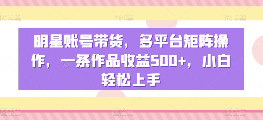明星账号带货，多平台矩阵操作，一条作品收益500+，小白轻松上手【揭秘】-一米创业记