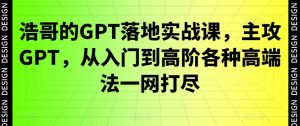 浩哥的GPT落地实战课，主攻GPT，从入门到高阶各种高端法一网打尽-一米创业记